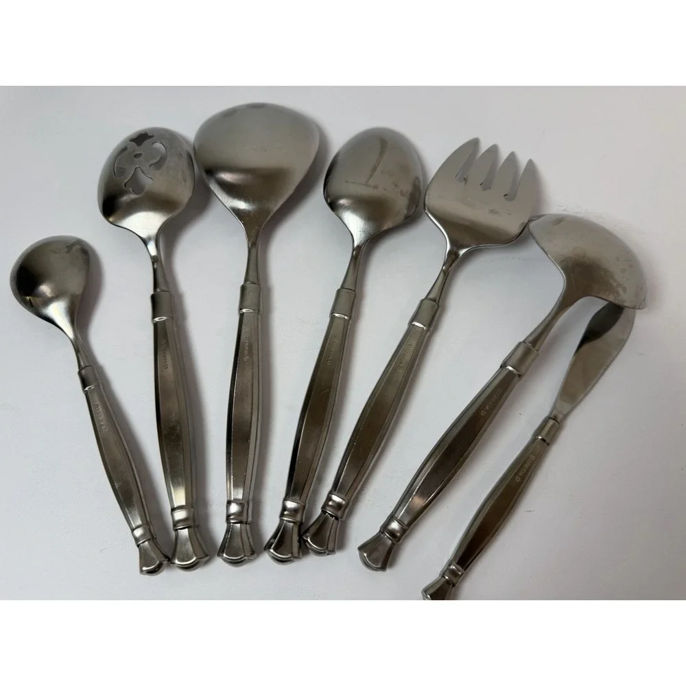 Oneida Heirloom Cube ACT II 2 Satin Stainless 7 Piece Hostess‎ Serving Set